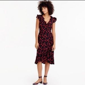 Jcrew 100%silk cherry print dress size 12. Cute and flirty! Fits every curve.